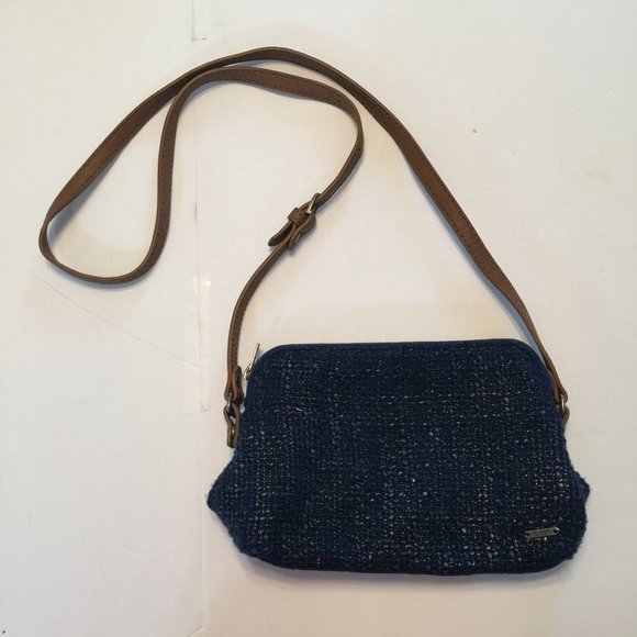 Abercrombie & Fitch Crossbody Purse Blue Tweed - Picture 1 of 12
